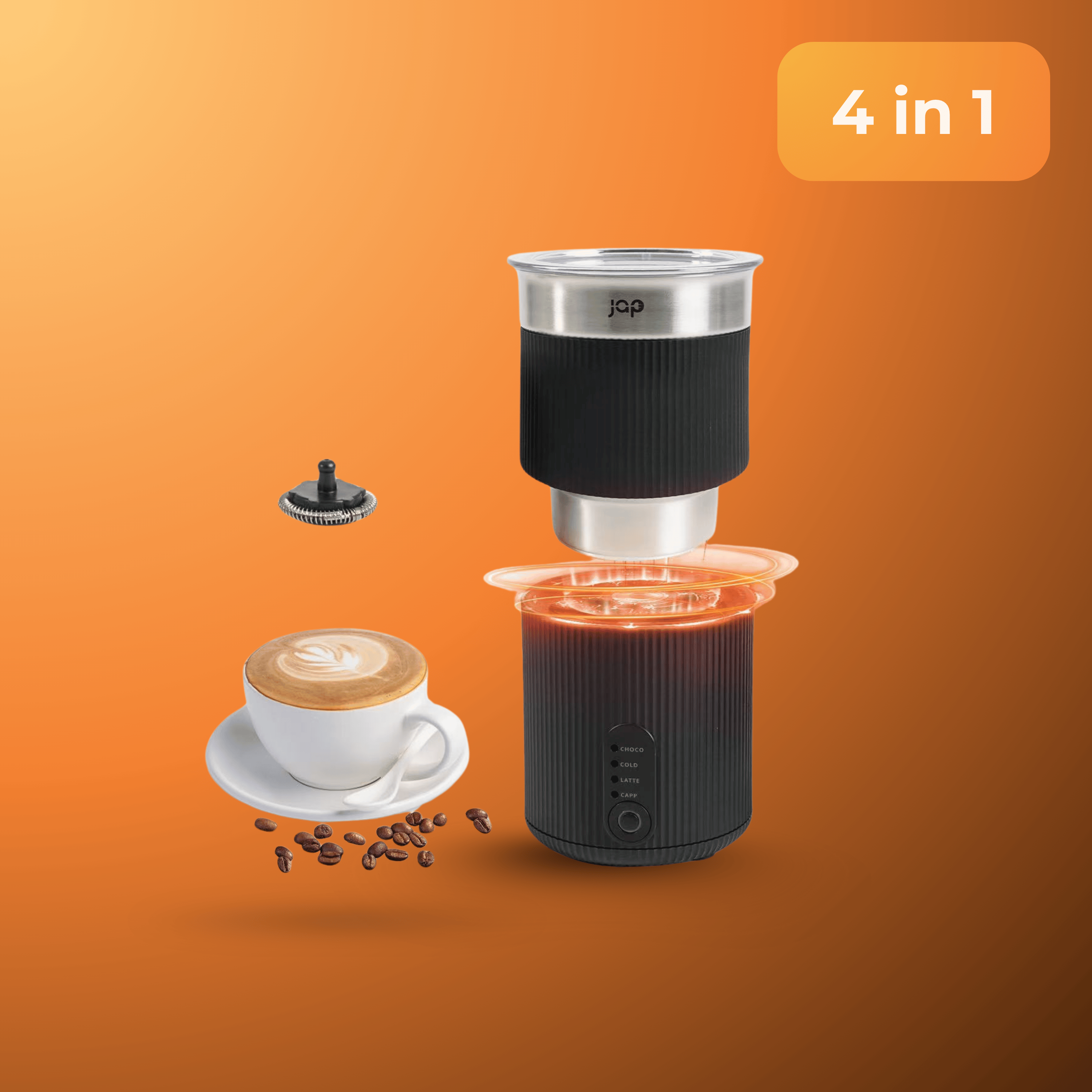 JAP Milky Whirl - 4-in-1 Elektrische Melkopschuimer